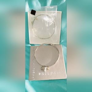 "NEW" Silpada .925 Sterling Silver Double Bangle CZ Brass Charms B3079